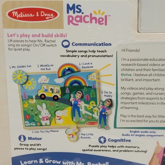 Ms Rachel Wooden Song Puzzle Melissa & Doug 2+ Educational Musical Motor Skills - Picture 6 of 7